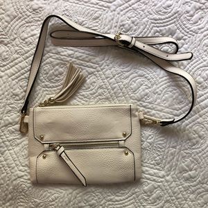 Charming Charlie’s off White Zip Cross Body/Wrist Bag